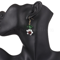 Серьги-подвески из бисера из подсолнечника с нержавеющей сталью 304&nbsp;EJEW-MZ00532-03