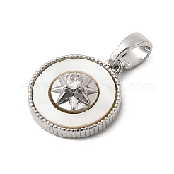 Подвески из натуральной ракушки и прозрачного кубического циркония&nbsp;KK-G553-16P