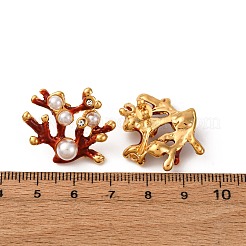 Серьги-гвоздики из нержавеющей стали 304 с эмалированным покрытием в форме коралла&nbsp;EJEW-L304-11G