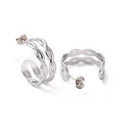 Двухслойные серьги-гвоздики в форме буквы С из нержавеющей стали марки 304&nbsp;EJEW-G326-01P