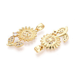 Латунные микро-паве прозрачные кубические цирконии европейские подвески-шармы&nbsp;KK-N276-14G