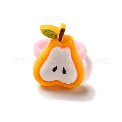 Мультяшное фруктовое кольцо из смолы с открытой манжетой для детей RJEW-K239-22