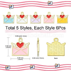 30шт 5 цвета сплава эмалевые подвески&nbsp;ENAM-CJ0004-28