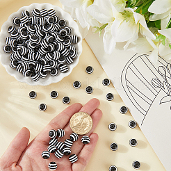 200 шт. круглые полосатые бусины из смолы&nbsp;RESI-PA0001-17