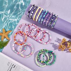 Набор эластичных браслетов ручной работы из полимерной глины Heishi Surfer&nbsp;BJEW-SW00099-08