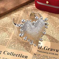 Текстурированные браслеты-манжеты из сплава в форме сердца для женщин&nbsp;BJEW-A027-01P