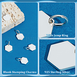 6 шт. 925 серебряных шестиугольных подвески с соединительными кольцами и 925 штампами&nbsp;STER-PH0004-04