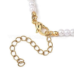 Ожерелья из круглой белой искусственной жемчужины 4 мм из АБС-пластика и нержавеющей стали 304 с канцелярскими скрепками&nbsp;NJEW-JN05676