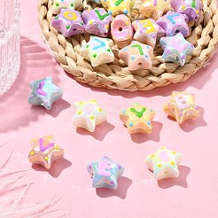 20шт 5 цвета непрозрачные акриловые бусины&nbsp;ACRC-CJ0001-01