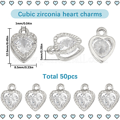 50 шт. подвески в виде сердечек из сплава&nbsp;ZIRC-SC0001-32P