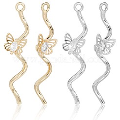 12 шт. 2 цвета латунные подвески с микропаве и кубическим цирконием&nbsp;KK-BBC0019-70