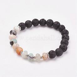 Эластичные браслеты из натуральных и синтетических камней и вулканической породы&nbsp;BJEW-JB03072