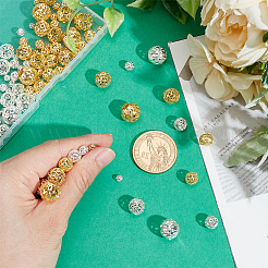 96 шт. 12 стиля полые латунные бусины&nbsp;KK-PH0013-13