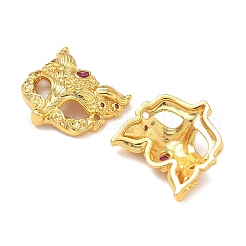 Подвески-коннекторы в виде маски лисы из латуни с микропаве из ярко-розового кубического циркония&nbsp;X-KK-H526-11G-01