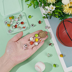 32 шт. 8 стиля спортивной тематики стекло с железными кнопками&nbsp;AJEW-PH01659