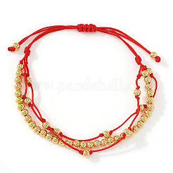 Регулируемые многорядные браслеты из круглых латунных бусин&nbsp;XW4169-2