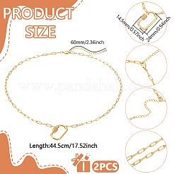 2 шт. латунные прямоугольные застежки-скрепки в форме подвески на цепочке для женщин&nbsp;NJEW-UN0001-76