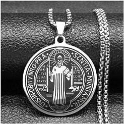 201 двухстороннее ожерелье с подвеской из нержавеющей стали&nbsp;NJEW-S007-17P