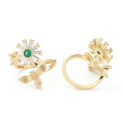 Латунные микро проложить манжеты кольца кубического циркония&nbsp;ZIRC-M117-01G