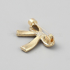 Броши из сплава со стразами в форме банта для одежды-рюкзака&nbsp;JEWB-WH0045-14B-G