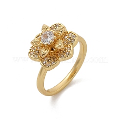 Кольца для женщин с микропаве из латуни и прозрачными кубическими цирконами&nbsp;RJEW-U041-08G