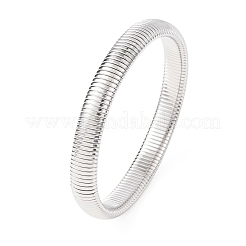 201 браслет из нержавеющей стали с ребристой поверхностью для женщин&nbsp;BJEW-T024-02P