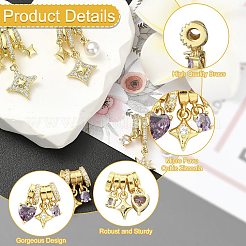 4 шт. 4 цвета латунные подвески с микропаве и кубическим цирконием&nbsp;FIND-CJ0005-24