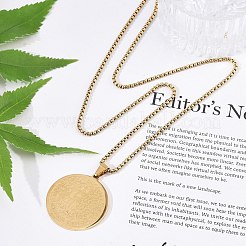 201 нержавеющая сталь религиозный плоский круглый кулон в форме коробки ожерелья цепи для женщин и мужчин&nbsp;LS-NJEW-R013-08G