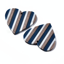 Полосатые подвески из смолы и орехового дерева RESI-N025-016A-C01