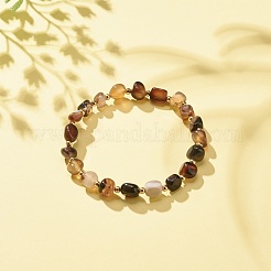 Браслет из натурального черного агата (окрашенный) круглый&nbsp;BJEW-JB08197-07