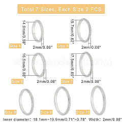14 шт. 7 размер 2 мм матовый простой купольный перстень для девушек женщин&nbsp;RJEW-UN0001-11
