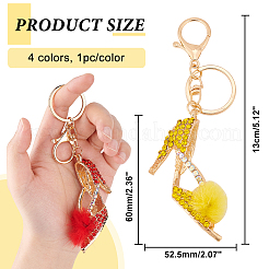4 шт. 4 цвета меховой шарик туфли на высоком каблуке со стразами подвеска брелок&nbsp;KEYC-GA0001-28