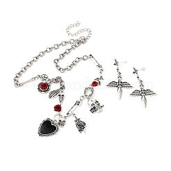 Комплекты из ожерелий и серег-гвоздиков из сплава в тибетском стиле на Хэллоуин&nbsp;LS-SJEW-P006-01AS