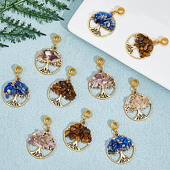 32 шт. 4 стиля натуральные смешанные камни европейские подвески-шармы&nbsp;G-DC0001-14