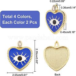 Superfinding 8 шт. 4 цвета подвески из латуни с кубическим цирконием&nbsp;KK-FH0003-33