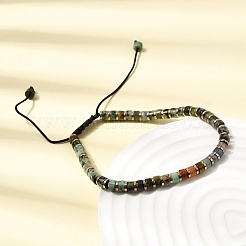 Регулируемые браслеты из натуральной африканской бирюзы (яшмы) и немагнитного гематита&nbsp;BJEW-K251-09W