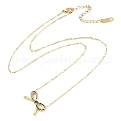 Ионное покрытие (ip) золотистый тон 304 нержавеющая сталь эмаль бант кулон ожерелья для женщин&nbsp;NJEW-K276-07G-03