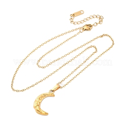 Текстура луны 304 нержавеющая сталь кулон ожерелья&nbsp;NJEW-H059-13G