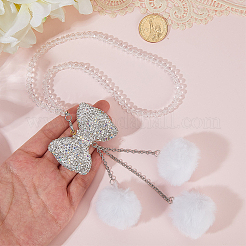 Подвеска-бантик из полиэфирного шарика и стразов&nbsp;HJEW-WH20009-02A