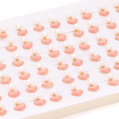 Серьги-гвоздики из натурального жемчуга в форме сердца из латуни&nbsp;PEAR-N017-07A