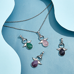 Подвески из натуральных и синтетических драгоценных камней в стиле 10 шт.&nbsp;G-BC0001-14