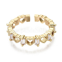 Латунные кольца из манжеты с прозрачным цирконием&nbsp;RJEW-S044-133-NF