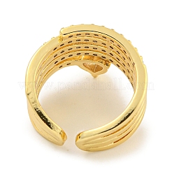 Кольцо-манжета с открытым сердечком из латуни с микро-паве и цирконием для женщин&nbsp;RJEW-C082-06G