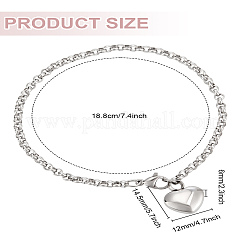 1шт браслеты с подвесками в форме сердца из нержавеющей стали 304&nbsp;BJEW-LP0001-14