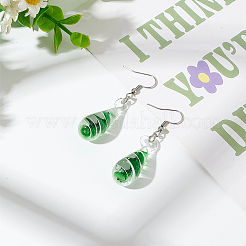 1 пара серег-капель со спиральным узором из железа и стекла для женщин&nbsp;EJEW-LP0001-06