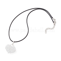 Гальванизированный стеклянный бисер кулон в форме сердца ожерелья из черного вощеного хлопкового шнура для женщин&nbsp;NJEW-MZ00120-01