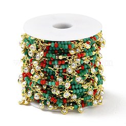 Круглая цепочка из стеклянных бусин ручной работы&nbsp;CHC-E023-20G-02