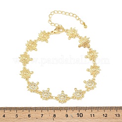 Латунные браслеты-цепочки с микропаве из прозрачных кубических цирконий для женщин&nbsp;BJEW-A090-11B-G