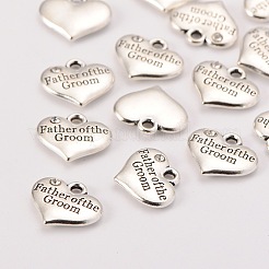 Тема свадьбы античный серебряный тон тибетский стиль сердце с отцом жениха горный хрусталь подвески&nbsp;TIBEP-N005-13D