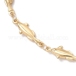 Женские браслеты на ногу из нержавеющей стали 304 и латуни в виде цепочек-рыбок&nbsp;AJEW-AN00758